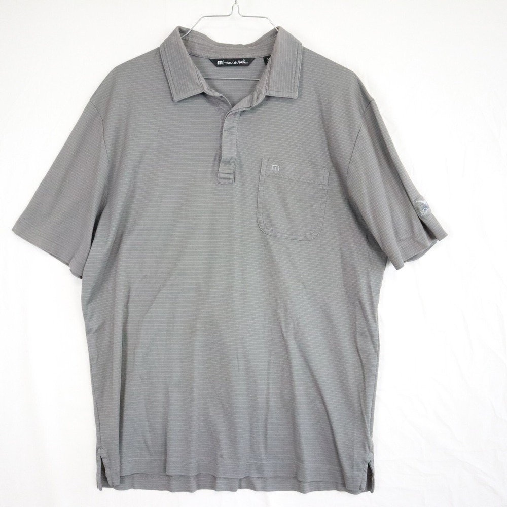 Travis Mathew Polo Shirt Mens Medium Golf Pocket Gray Short Sleeve Legacy Ridge